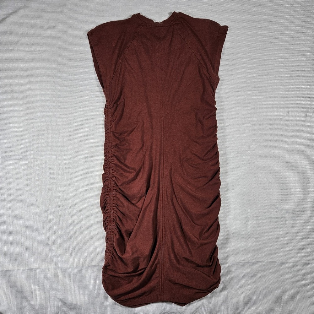 Athleta Presidio Ruched Dress Mahogany Brown Cotton Stretch Medium Summer